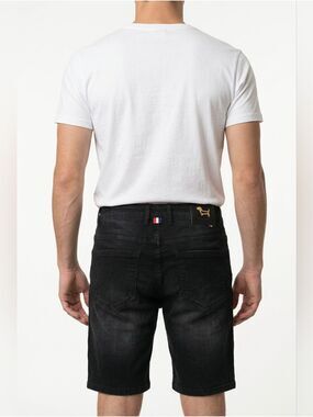 THOM BROWNE New York Men's Black Denim Shorts - Classic Casual Fit